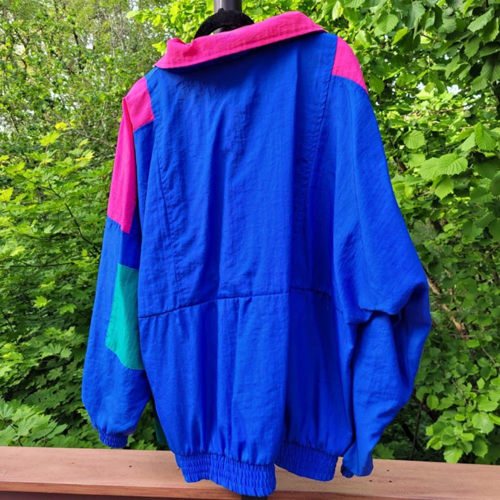 SOLD: VTG 80s 90s Color Block Wind Breaker XL - Picture 5 of 12